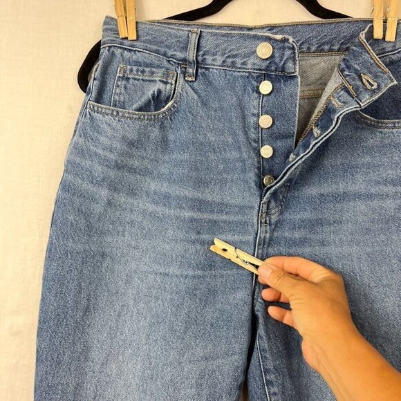 Pacsun High Rise Straight Button Fly Jeans Womens 29x25 Frayed Mom Medium Wash - Picture 12 of 12